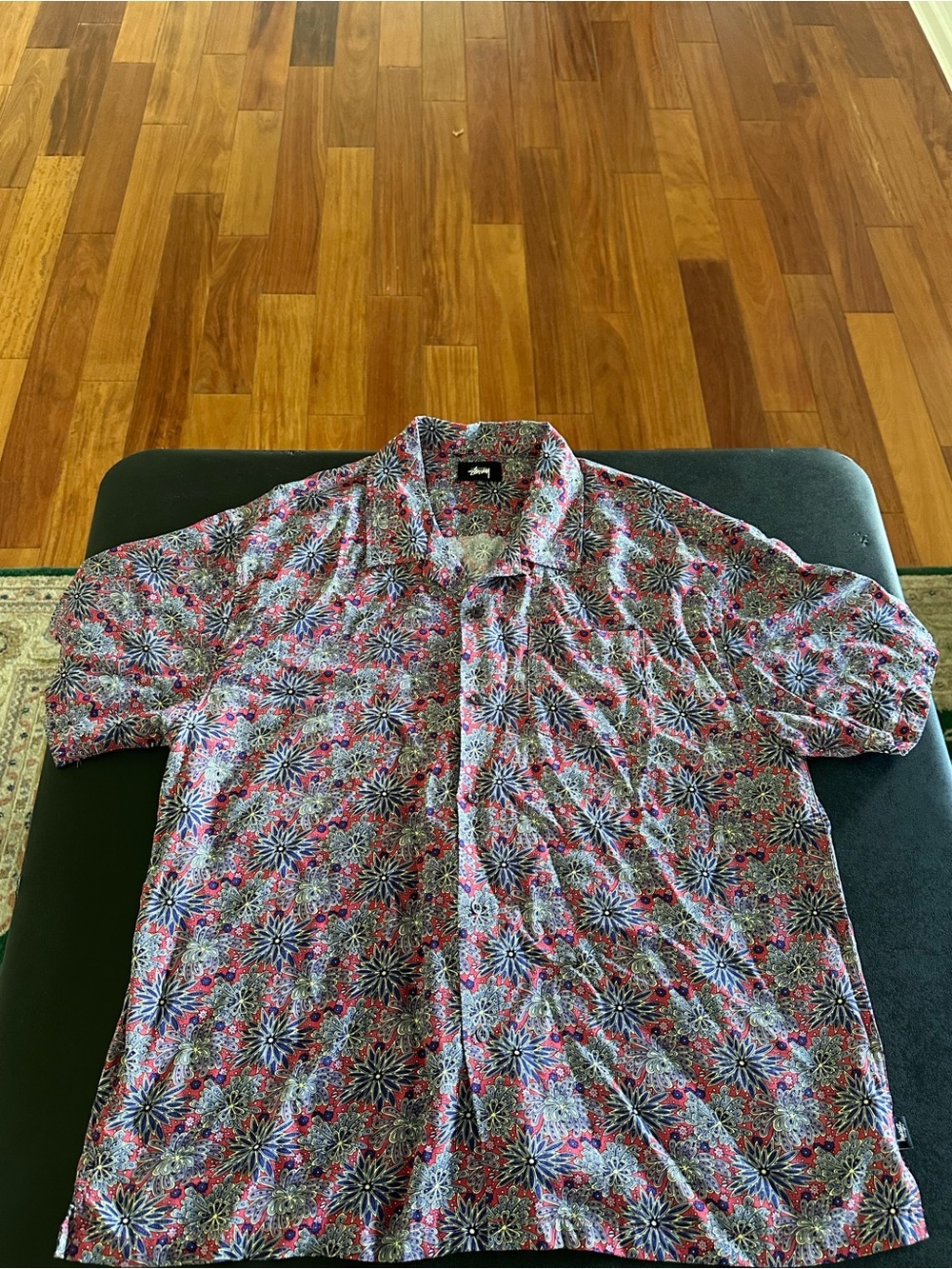 Stussy Men’s Floral Button-Down Shirt — Pink, Blue, White Mens XL
